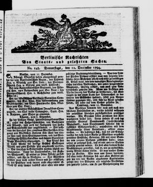 Berlinische Nachrichten von Staats- und gelehrten Sachen vom 11.12.1794