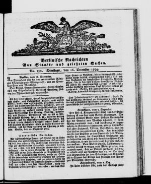 Berlinische Nachrichten von Staats- und gelehrten Sachen vom 16.12.1794