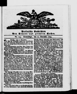 Berlinische Nachrichten von Staats- und gelehrten Sachen vom 25.12.1794