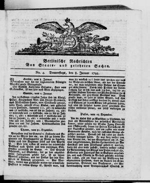 Berlinische Nachrichten von Staats- und gelehrten Sachen vom 08.01.1795