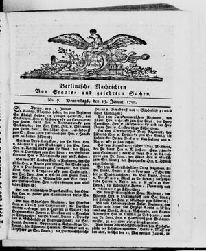 Berlinische Nachrichten von Staats- und gelehrten Sachen vom 15.01.1795