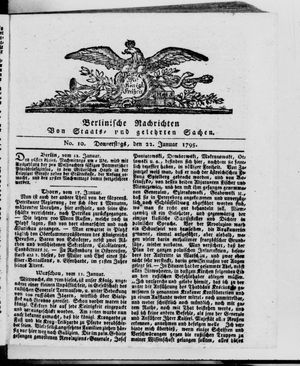Berlinische Nachrichten von Staats- und gelehrten Sachen vom 22.01.1795