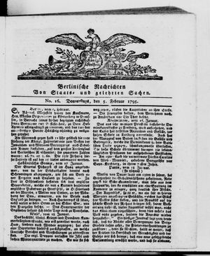 Berlinische Nachrichten von Staats- und gelehrten Sachen on Feb 5, 1795