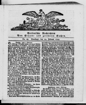 Berlinische Nachrichten von Staats- und gelehrten Sachen vom 10.02.1795