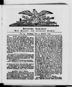 Berlinische Nachrichten von Staats- und gelehrten Sachen vom 24.02.1795