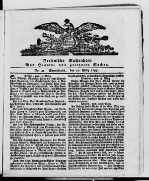 Berlinische Nachrichten von Staats- und gelehrten Sachen vom 21.03.1795