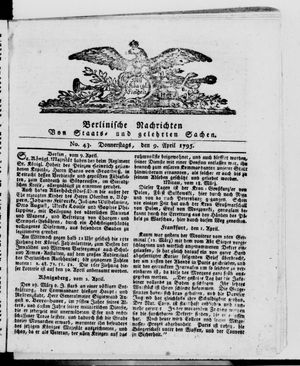 Berlinische Nachrichten von Staats- und gelehrten Sachen vom 09.04.1795