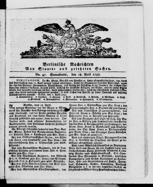 Berlinische Nachrichten von Staats- und gelehrten Sachen vom 18.04.1795