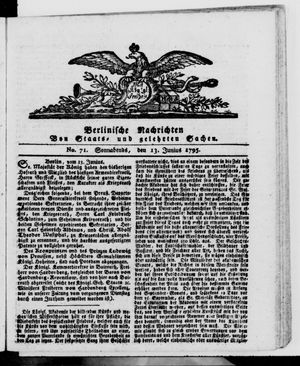 Berlinische Nachrichten von Staats- und gelehrten Sachen vom 13.06.1795