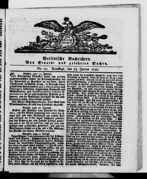 Berlinische Nachrichten von Staats- und gelehrten Sachen vom 23.06.1795