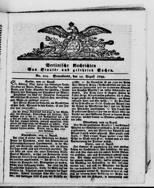 Berlinische Nachrichten von Staats- und gelehrten Sachen vom 29.08.1795