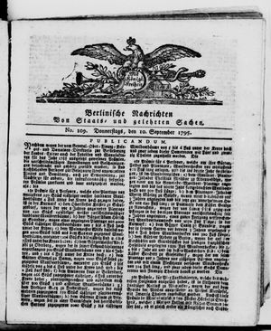 Berlinische Nachrichten von Staats- und gelehrten Sachen vom 10.09.1795