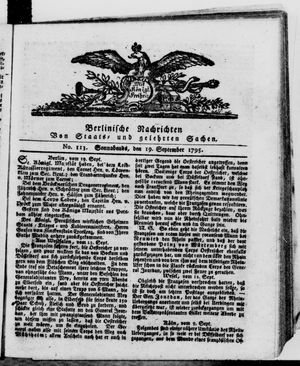 Berlinische Nachrichten von Staats- und gelehrten Sachen vom 19.09.1795