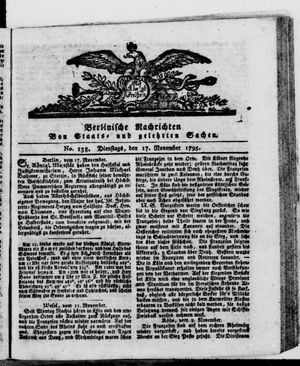 Berlinische Nachrichten von Staats- und gelehrten Sachen vom 17.11.1795