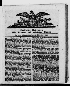 Berlinische Nachrichten von Staats- und gelehrten Sachen vom 28.11.1795