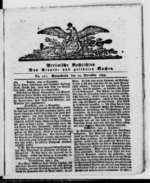 Berlinische Nachrichten von Staats- und gelehrten Sachen vom 19.12.1795