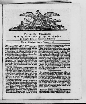 Berlinische Nachrichten von Staats- und gelehrten Sachen vom 05.01.1796
