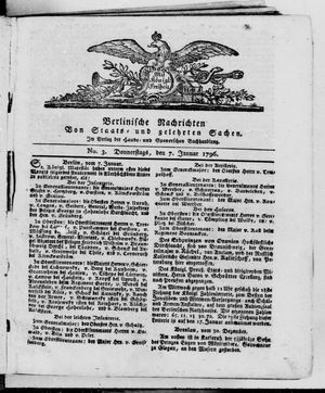 Berlinische Nachrichten von Staats- und gelehrten Sachen vom 07.01.1796