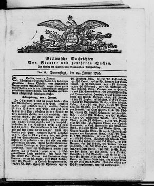Berlinische Nachrichten von Staats- und gelehrten Sachen on Jan 14, 1796