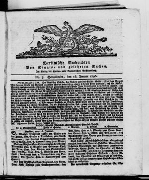 Berlinische Nachrichten von Staats- und gelehrten Sachen vom 16.01.1796