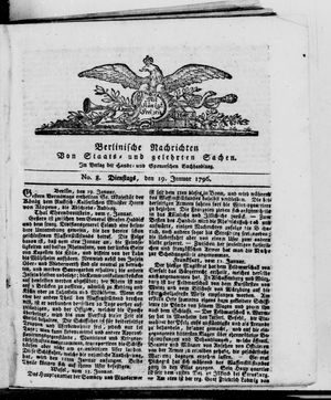 Berlinische Nachrichten von Staats- und gelehrten Sachen vom 19.01.1796