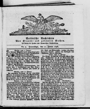 Berlinische Nachrichten von Staats- und gelehrten Sachen vom 21.01.1796