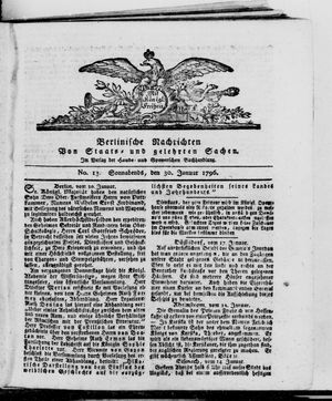 Berlinische Nachrichten von Staats- und gelehrten Sachen vom 30.01.1796