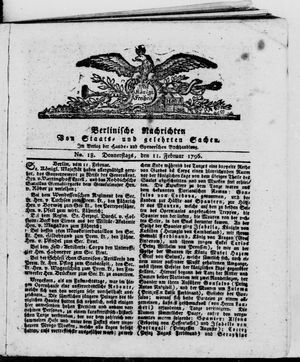 Berlinische Nachrichten von Staats- und gelehrten Sachen vom 11.02.1796