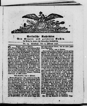 Berlinische Nachrichten von Staats- und gelehrten Sachen on Feb 23, 1796
