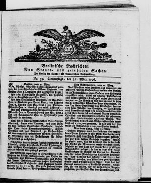 Berlinische Nachrichten von Staats- und gelehrten Sachen vom 31.03.1796