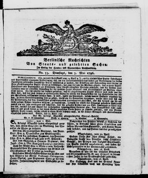 Berlinische Nachrichten von Staats- und gelehrten Sachen on May 3, 1796