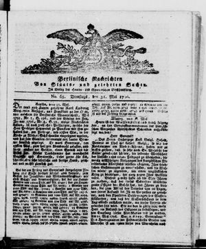 Berlinische Nachrichten von Staats- und gelehrten Sachen vom 31.05.1796