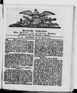 Berlinische Nachrichten von Staats- und gelehrten Sachen on Jun 18, 1796