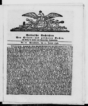 Berlinische Nachrichten von Staats- und gelehrten Sachen vom 25.06.1796