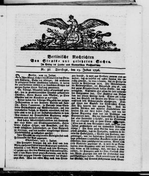 Berlinische Nachrichten von Staats- und gelehrten Sachen vom 19.07.1796