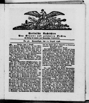 Berlinische Nachrichten von Staats- und gelehrten Sachen on Aug 11, 1796