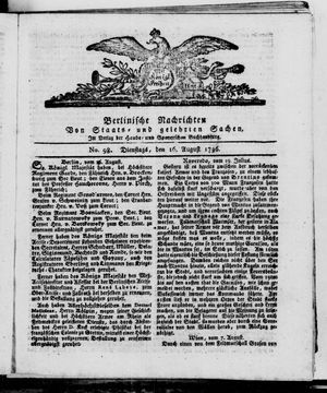 Berlinische Nachrichten von Staats- und gelehrten Sachen vom 16.08.1796