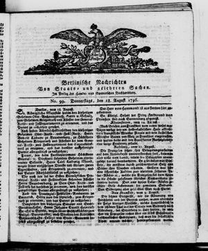 Berlinische Nachrichten von Staats- und gelehrten Sachen vom 18.08.1796