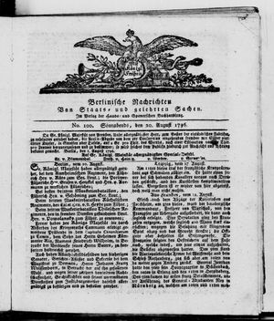 Berlinische Nachrichten von Staats- und gelehrten Sachen vom 20.08.1796