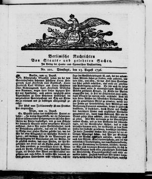 Berlinische Nachrichten von Staats- und gelehrten Sachen vom 23.08.1796