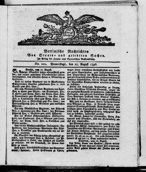 Berlinische Nachrichten von Staats- und gelehrten Sachen vom 25.08.1796