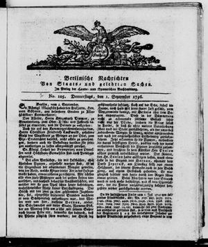 Berlinische Nachrichten von Staats- und gelehrten Sachen on Sep 1, 1796
