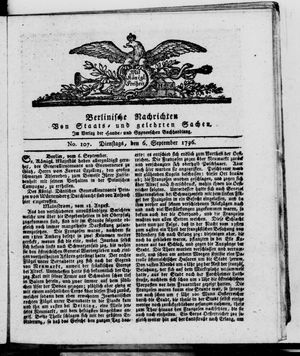 Berlinische Nachrichten von Staats- und gelehrten Sachen vom 06.09.1796