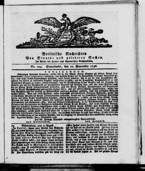 Berlinische Nachrichten von Staats- und gelehrten Sachen vom 10.09.1796