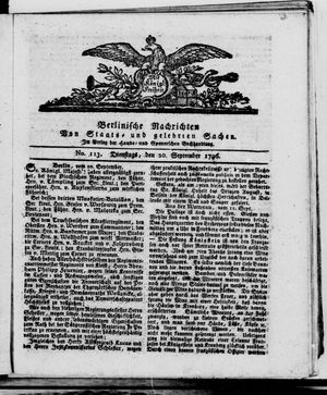 Berlinische Nachrichten von Staats- und gelehrten Sachen vom 20.09.1796