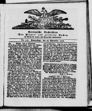 Berlinische Nachrichten von Staats- und gelehrten Sachen vom 29.09.1796