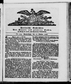 Berlinische Nachrichten von Staats- und gelehrten Sachen on Oct 13, 1796