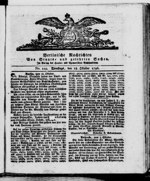 Berlinische Nachrichten von Staats- und gelehrten Sachen vom 18.10.1796