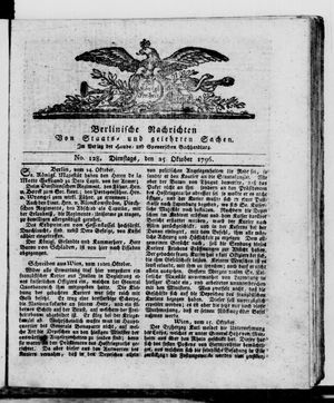 Berlinische Nachrichten von Staats- und gelehrten Sachen vom 25.10.1796