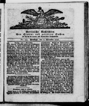 Berlinische Nachrichten von Staats- und gelehrten Sachen vom 01.11.1796